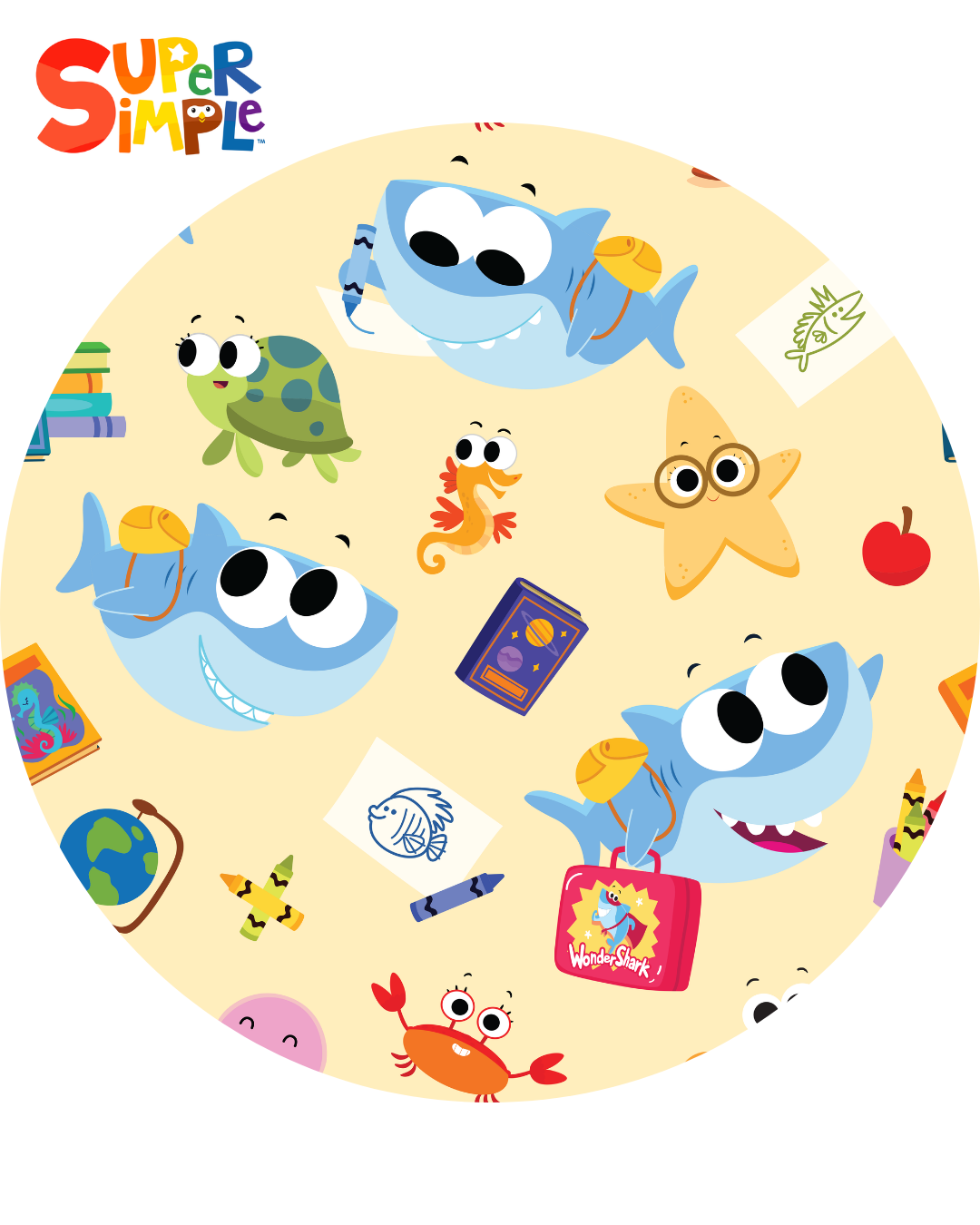 PREORDER - SHIPS DECEMBER - Classic Fit PJ Set - Super Simple™ Finny the Shark at School- Tencel Modal