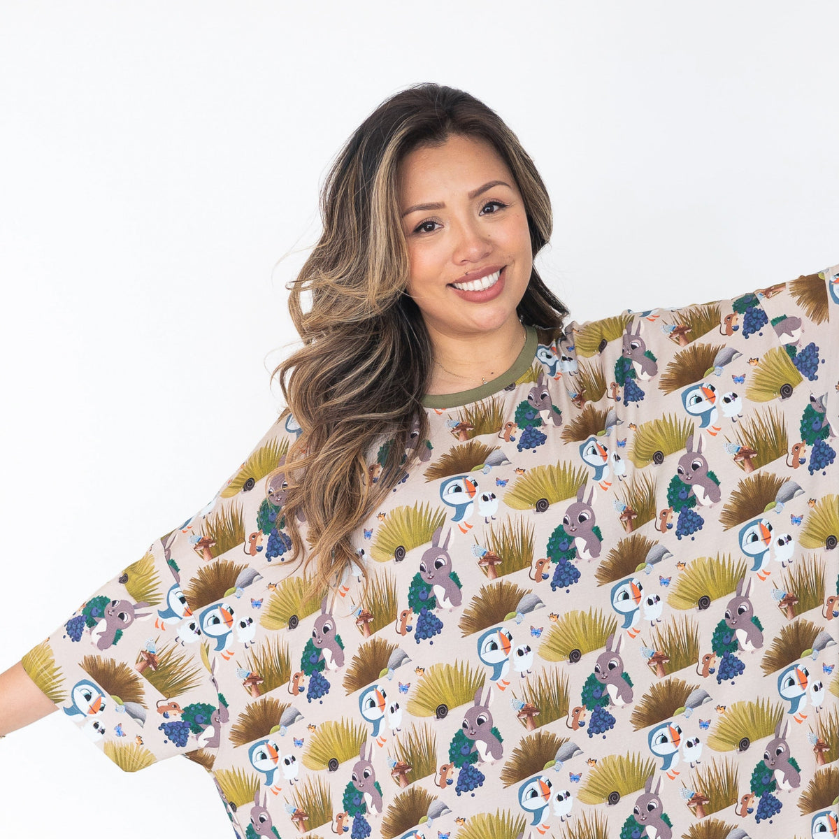 Adult Mega Sleep Tee in Luxe Bamboo with a Puffin Rock™ print.