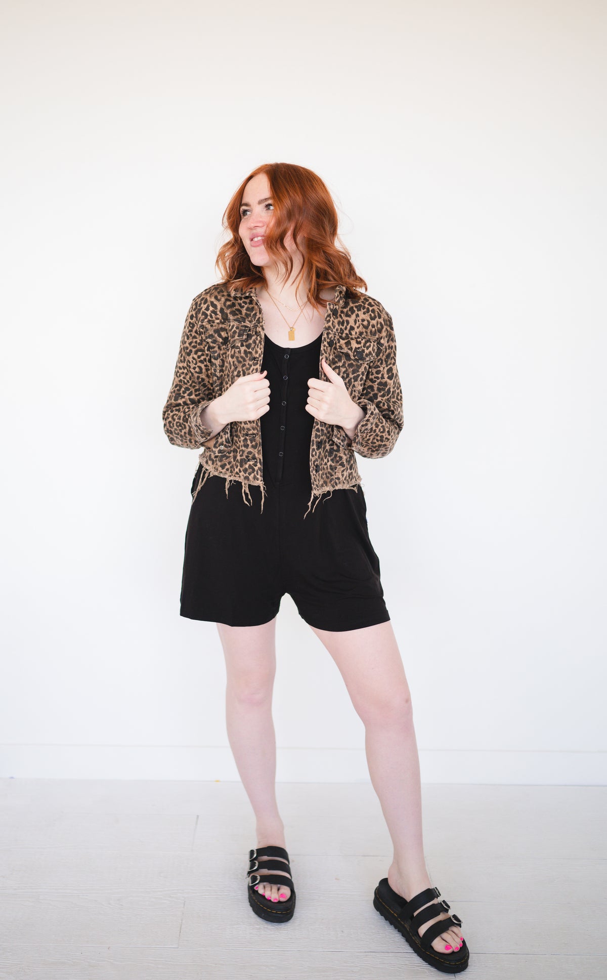 Adult shorty romper in obsidian made of luxe bamboo.