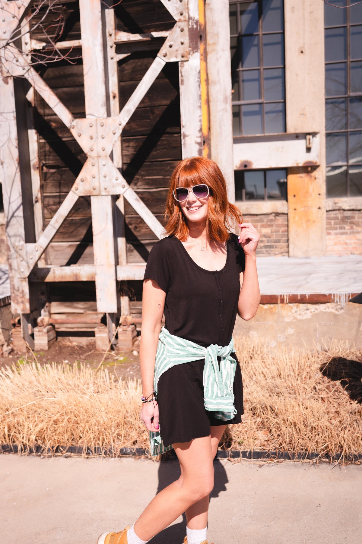 Adult shorty romper in obsidian made of luxe bamboo viscose.