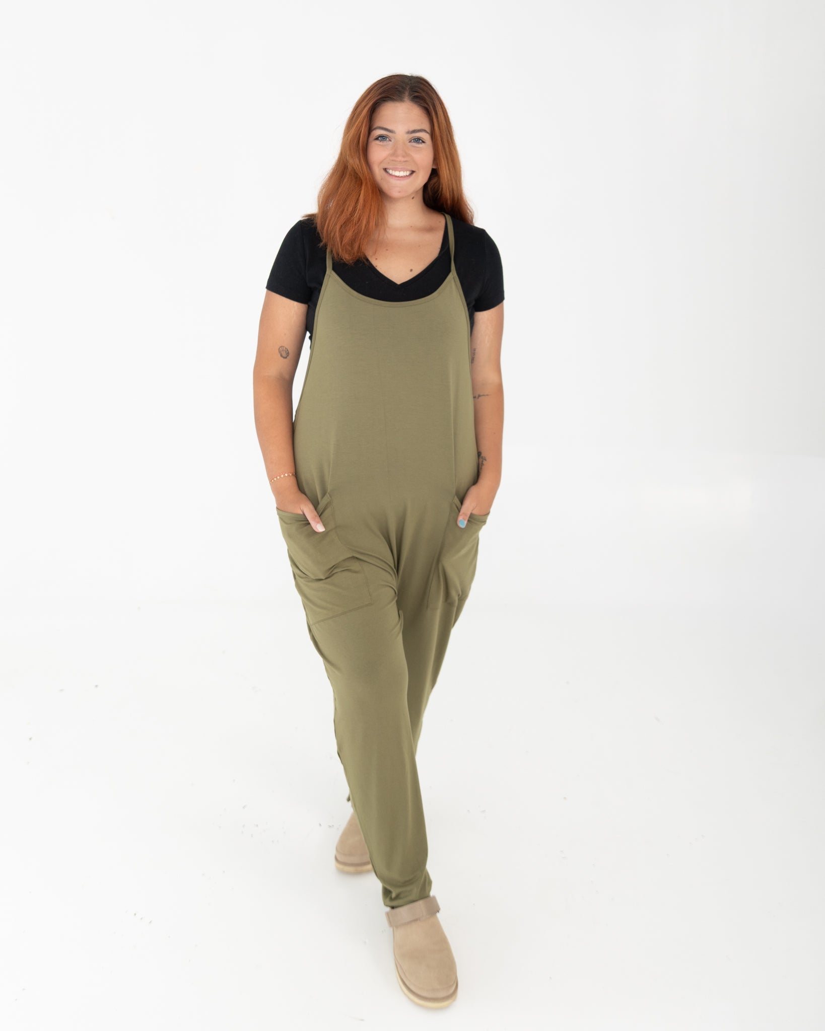 Adult Overalls - Olive - Ploom Collective - Tencel Modal