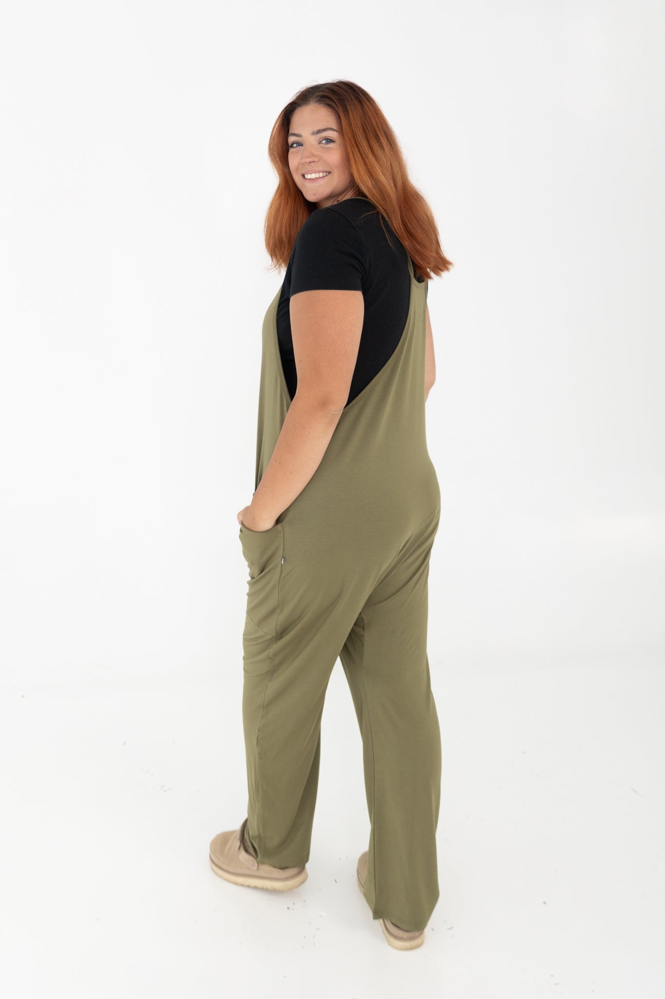 Adult Overalls - Olive - Ploom Collective - Tencel Modal