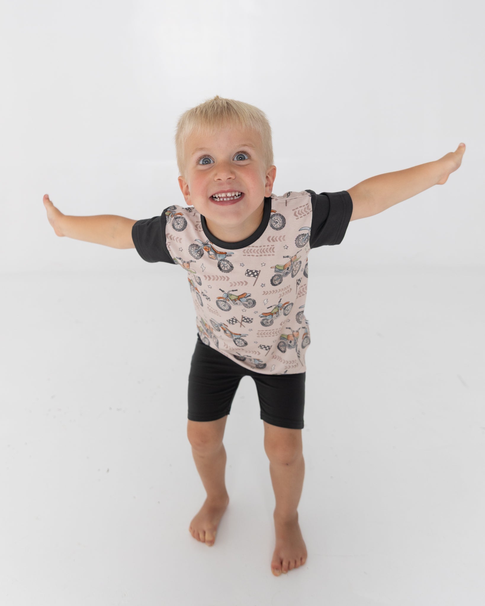 T-shirt + Biker Short Set - Dirt Bike - Tencel Modal