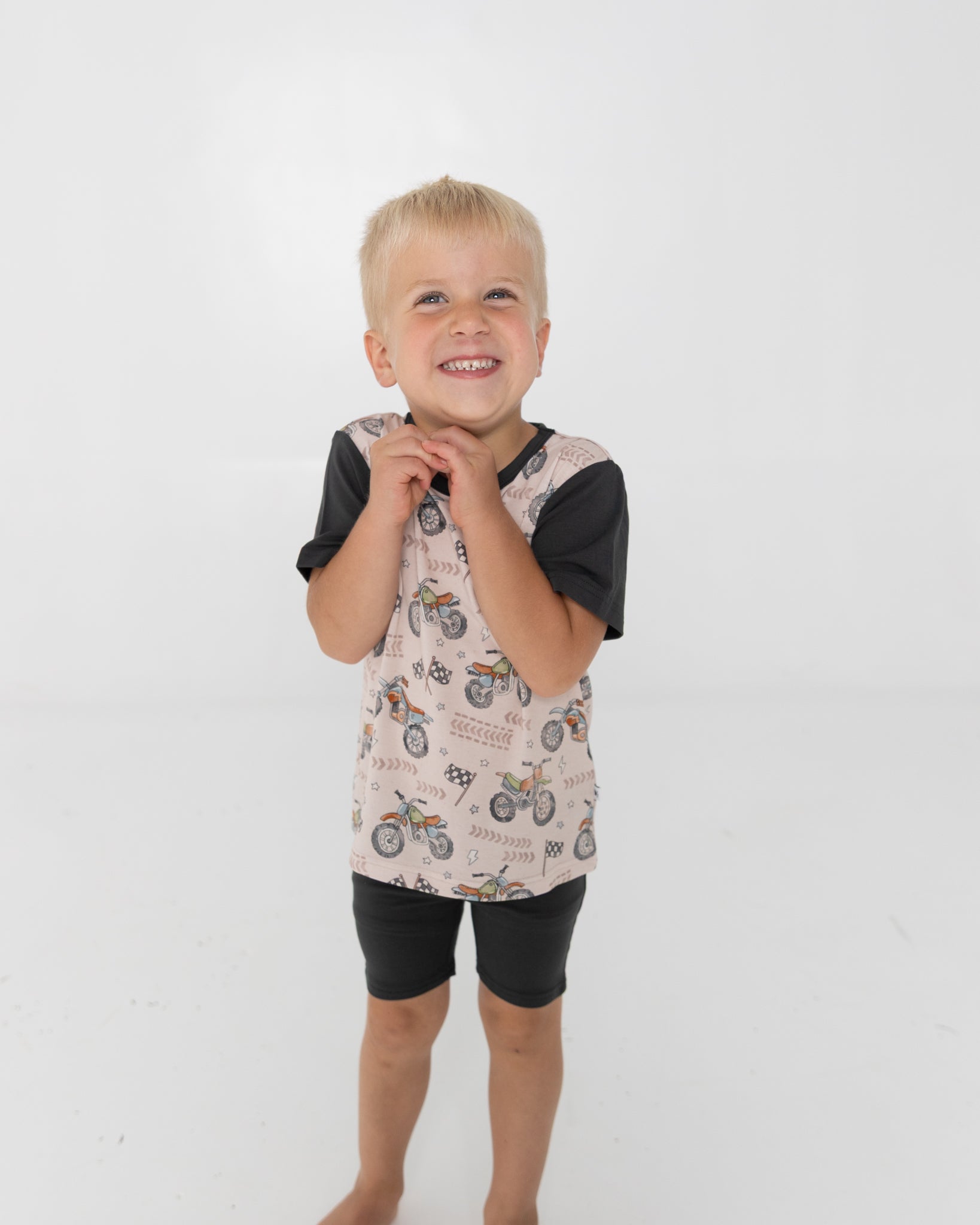 T-shirt + Biker Short Set - Dirt Bike - Tencel Modal