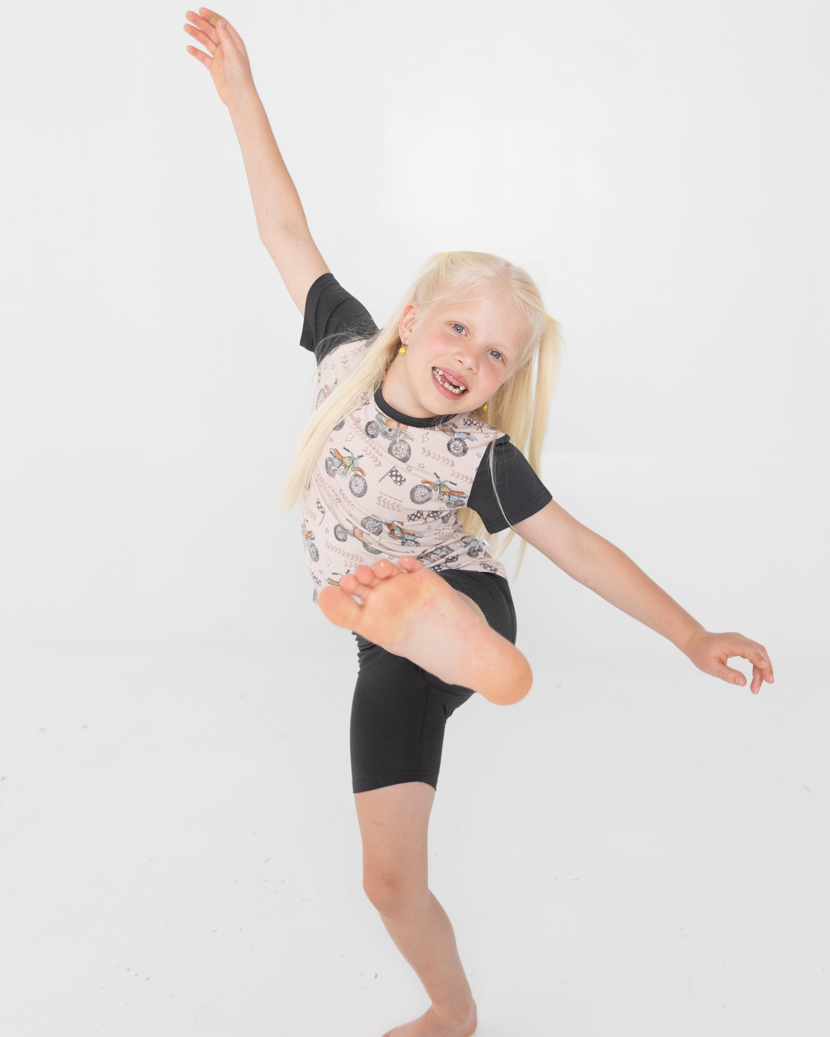 T-shirt + Biker Short Set - Dirt Bike - Tencel Modal