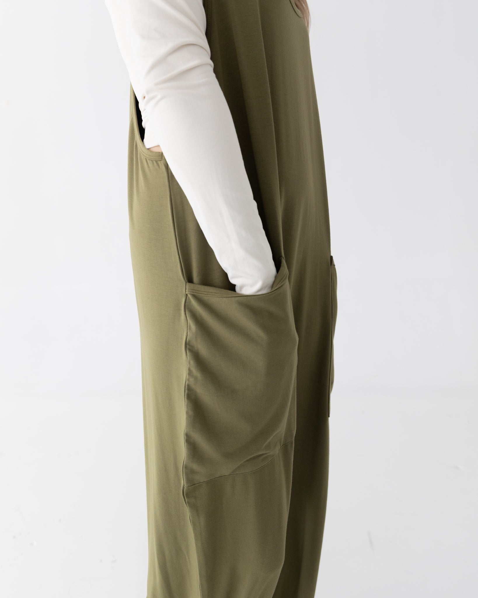 Adult Overalls - Olive - Ploom Collective - Tencel Modal