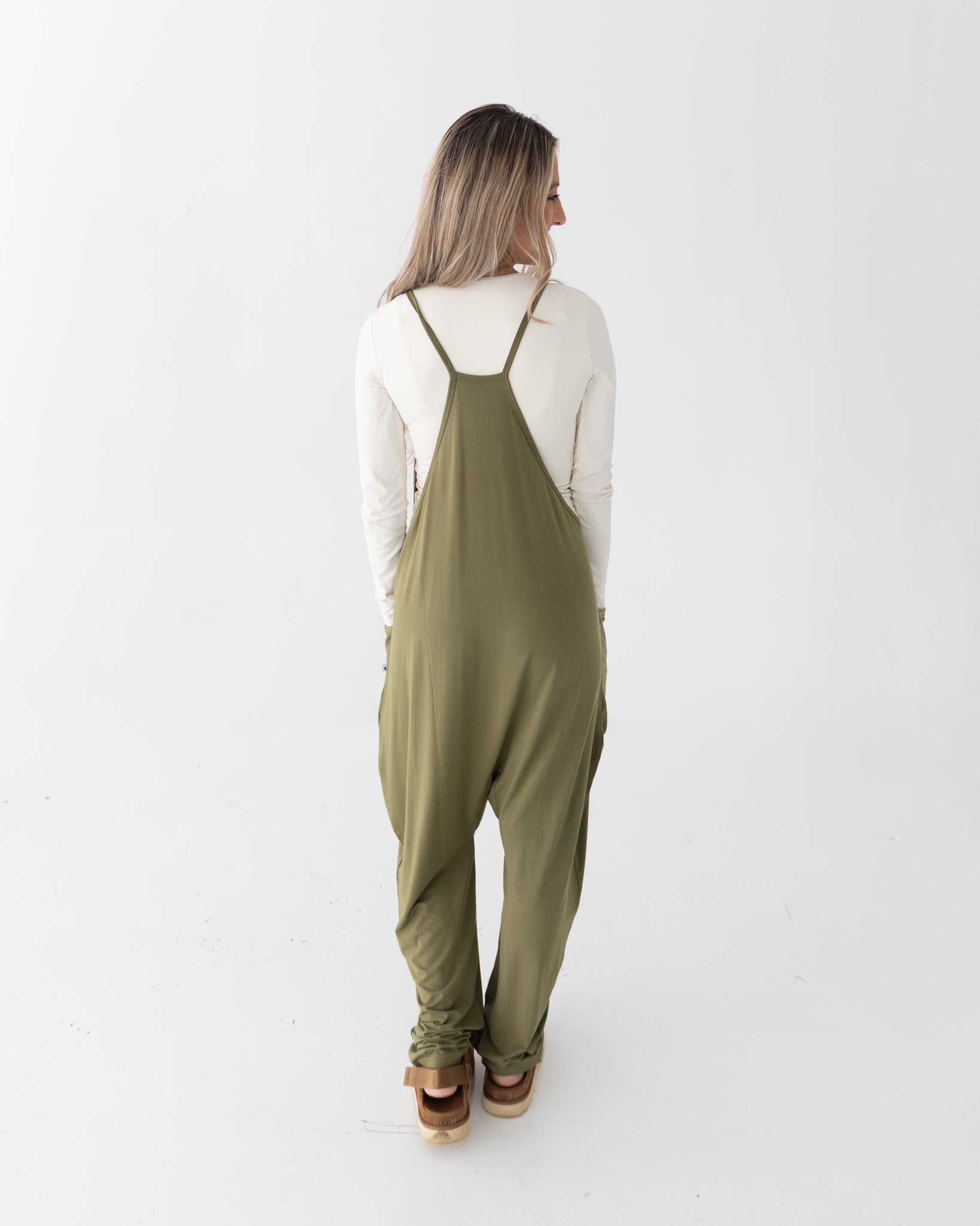 Adult Overalls - Olive - Ploom Collective - Tencel Modal