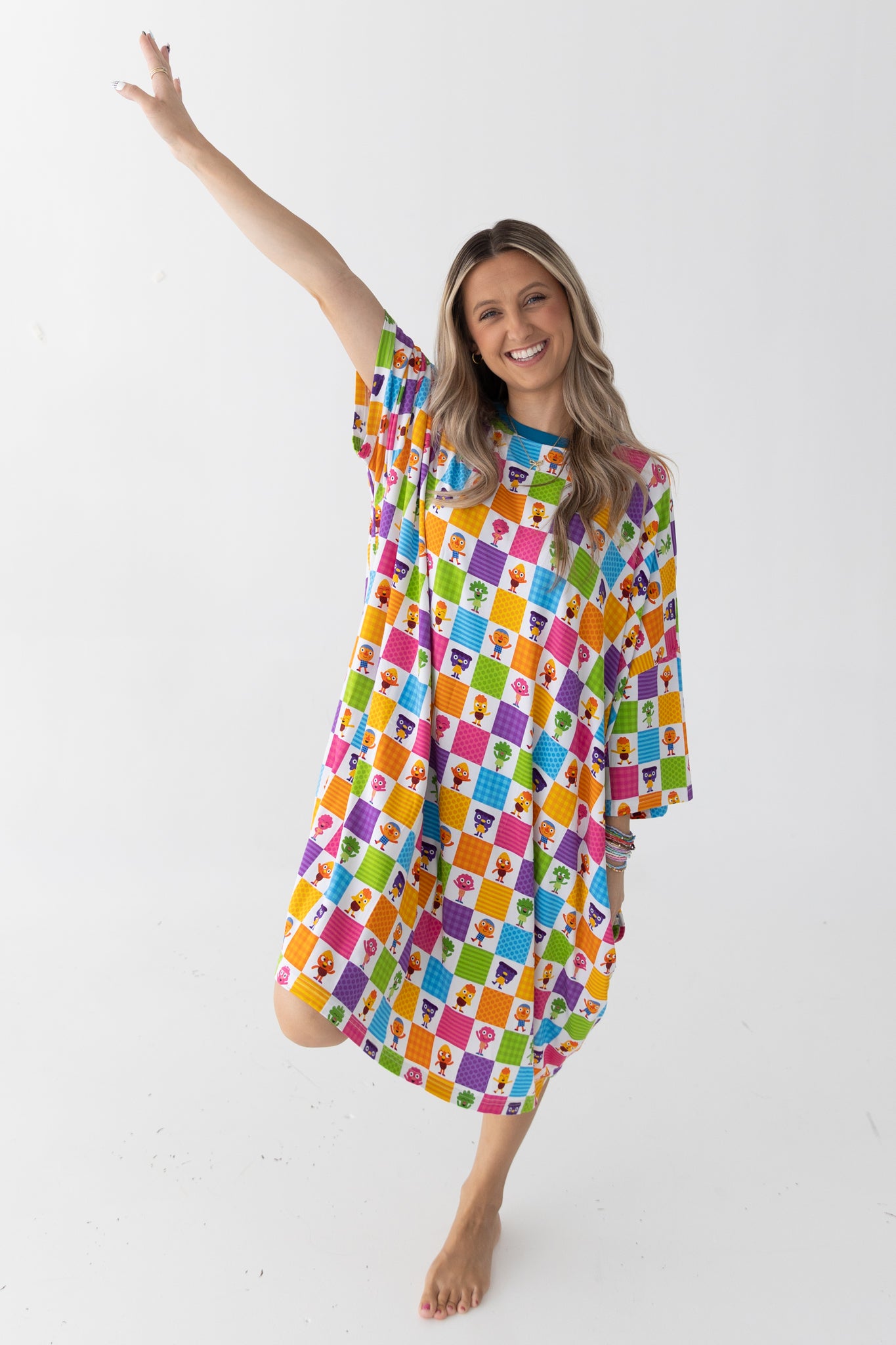 Adult Mega Sleep Tee - Super Simple™ Noodle & Pals - If You're Happy - Tencel Modal