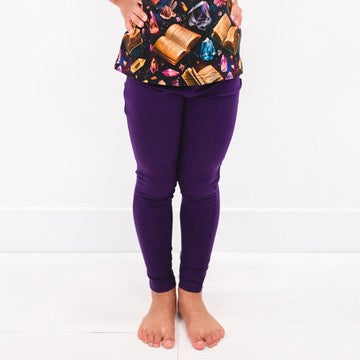 Luxe bamboo leggings in blackberry purple.