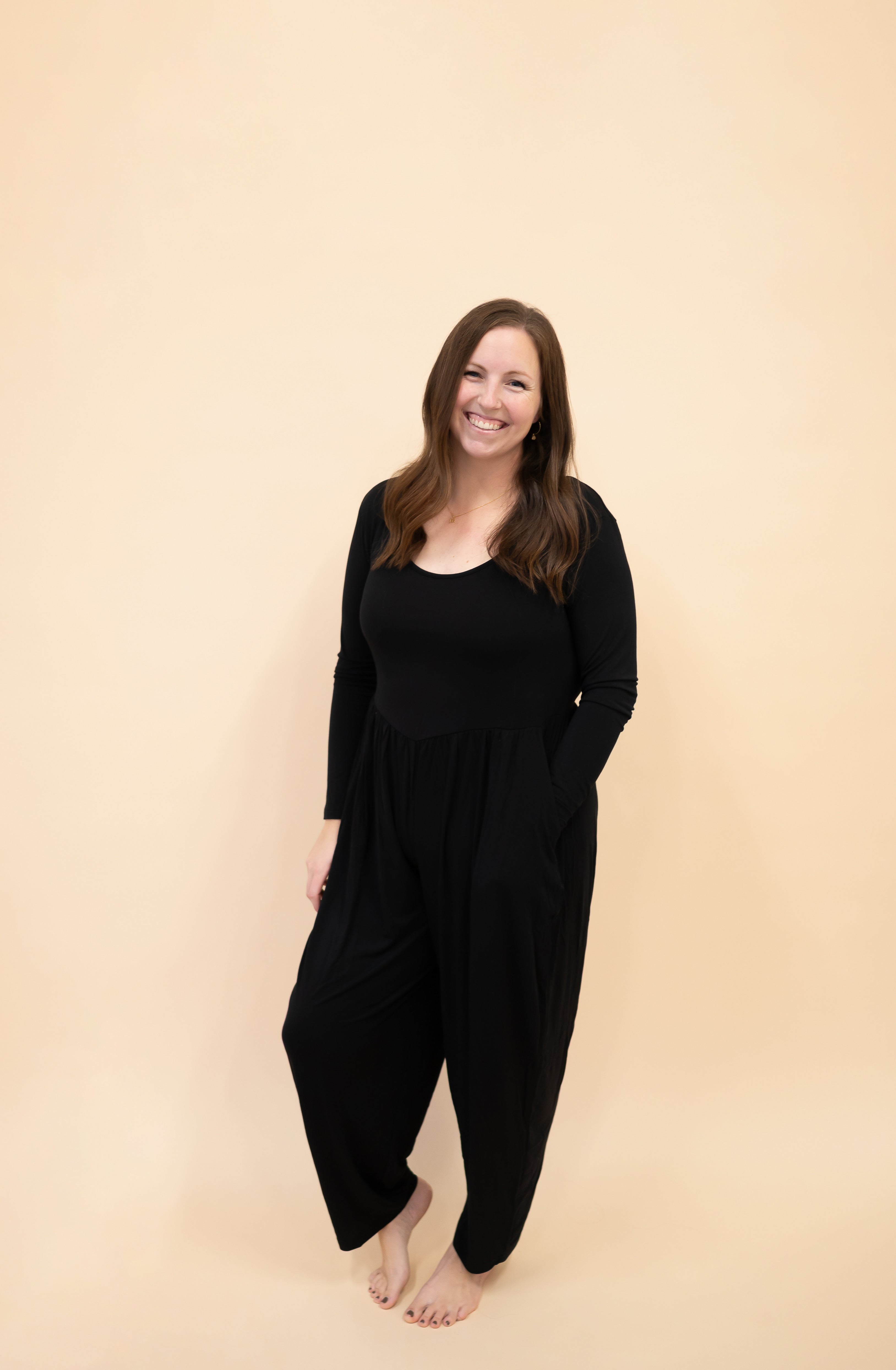 Adult Long Sleeve Romper - Obsidian