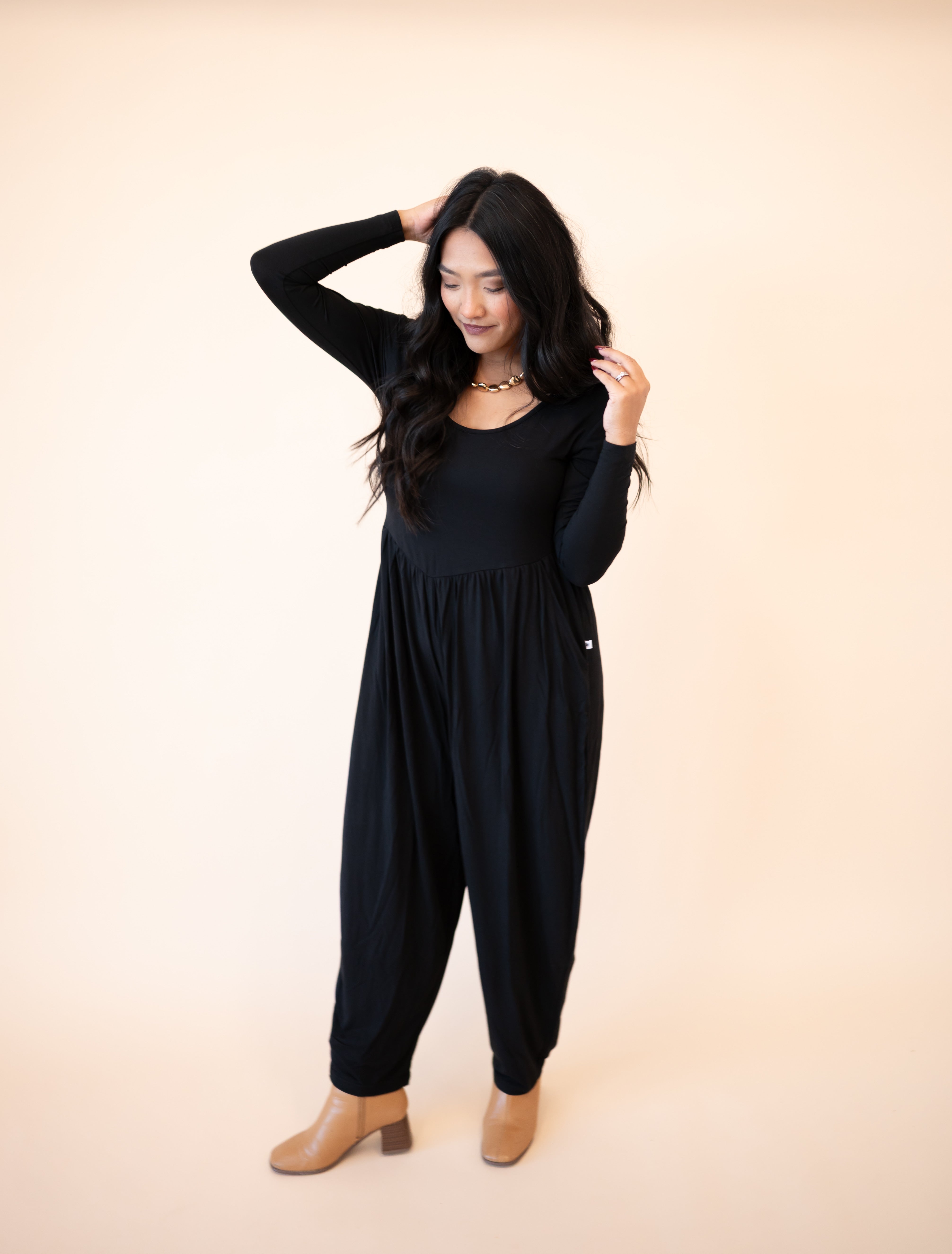 Adult Long Sleeve Romper - Obsidian | Ploom Collective