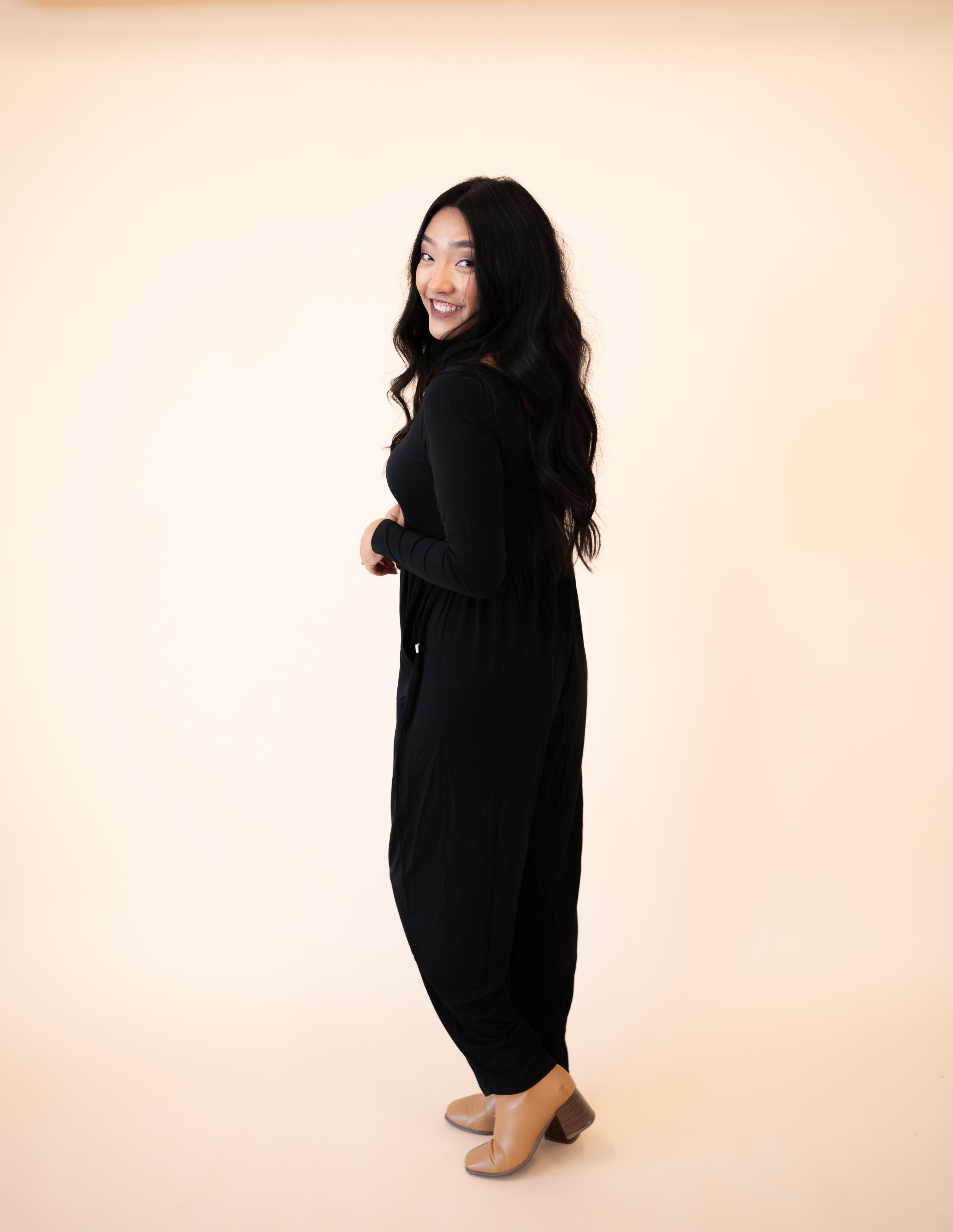 Adult Long Sleeve Romper - Obsidian | Ploom Collective