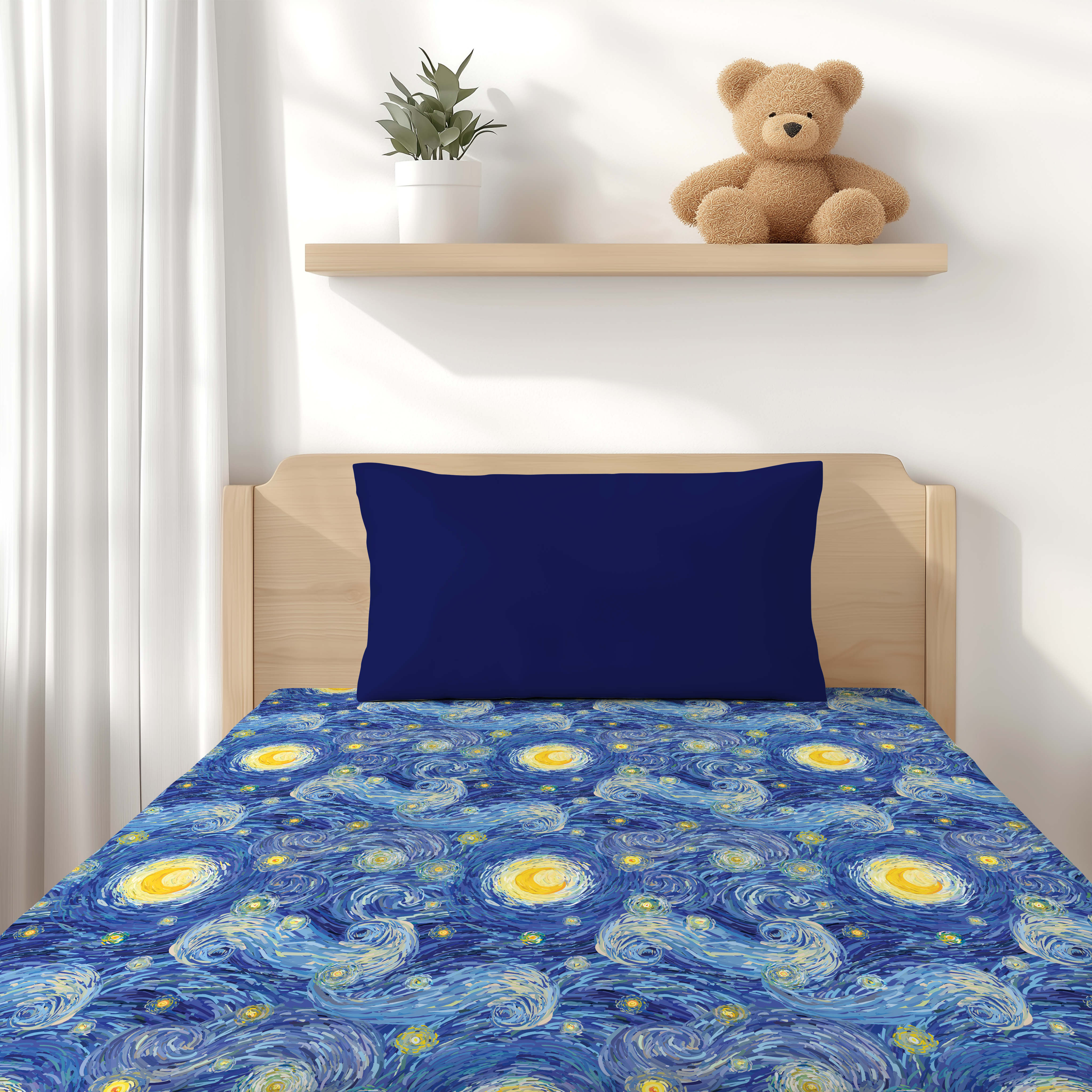 PREORDER - SHIPS DECEMBER - Twin Sheet With Pillow Case- Sleepy Starry Night - Tencel Modal