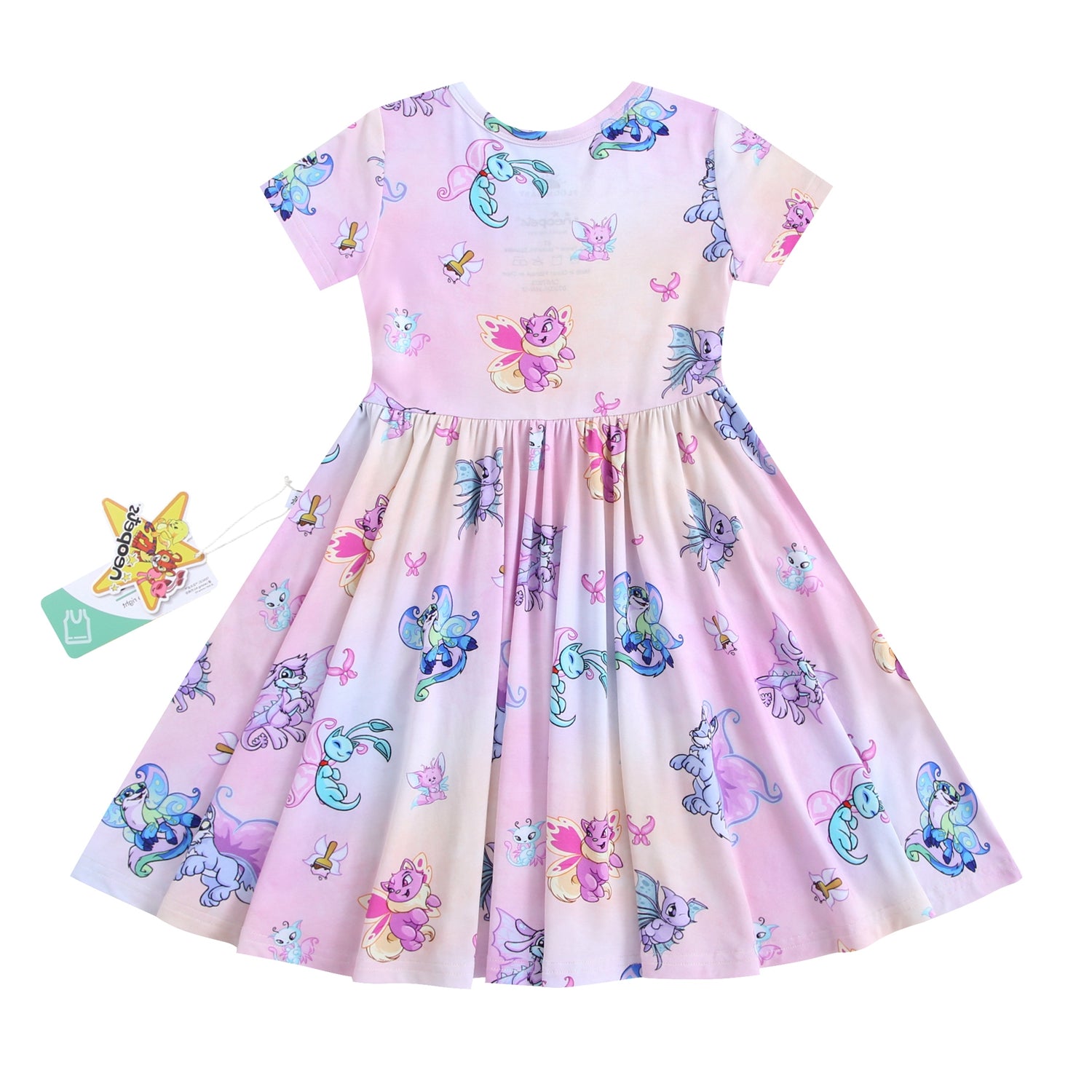 Pink Tencel modal dress with a Neopets Faerie print.
