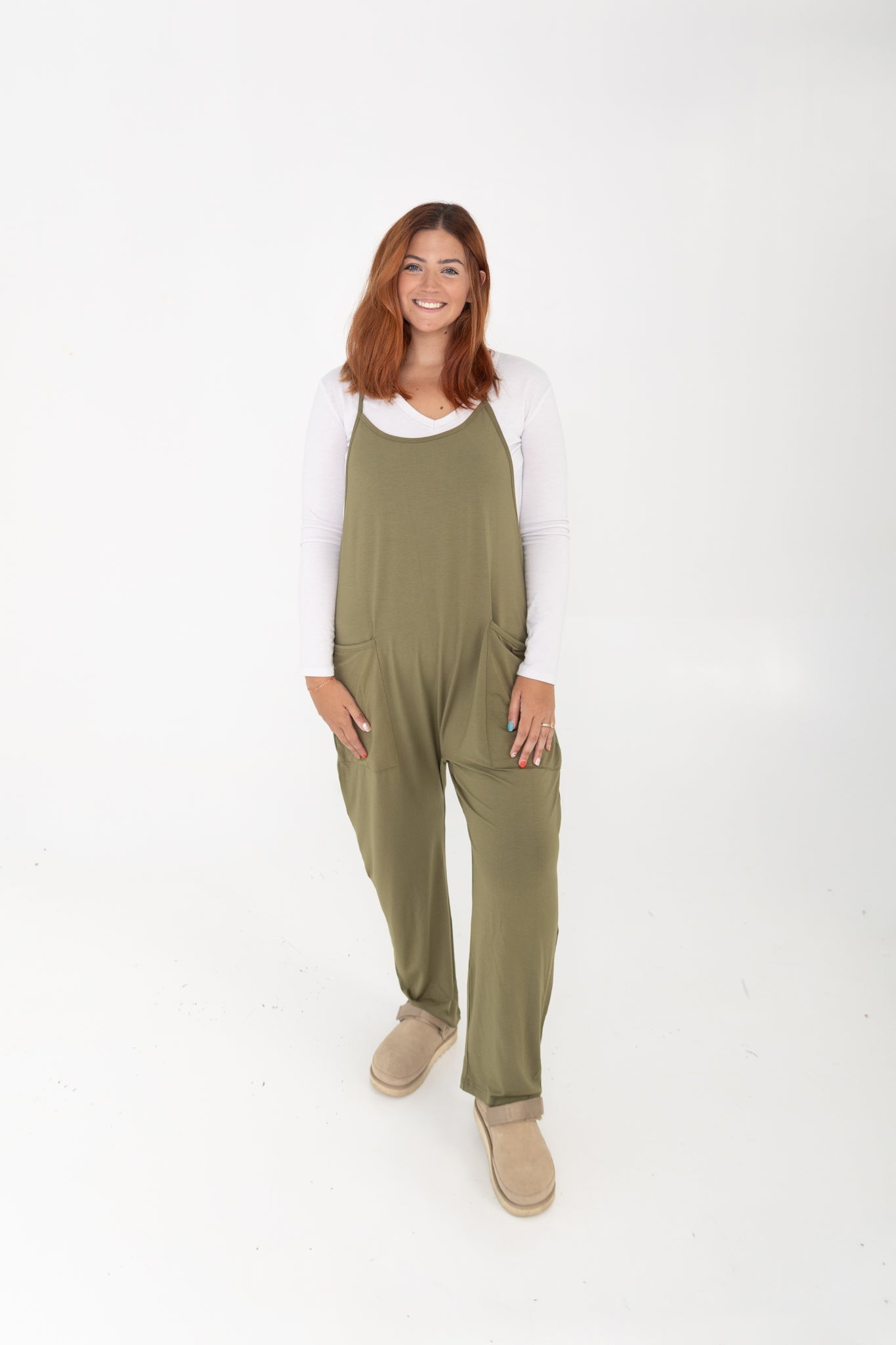 Adult Overalls - Olive - Ploom Collective - Tencel Modal