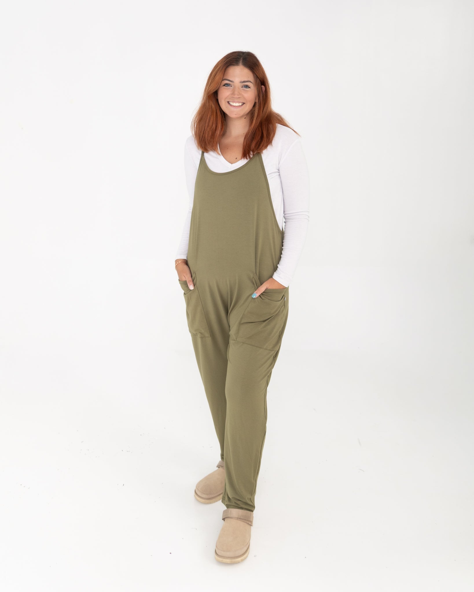Adult Overalls - Olive - Ploom Collective - Tencel Modal