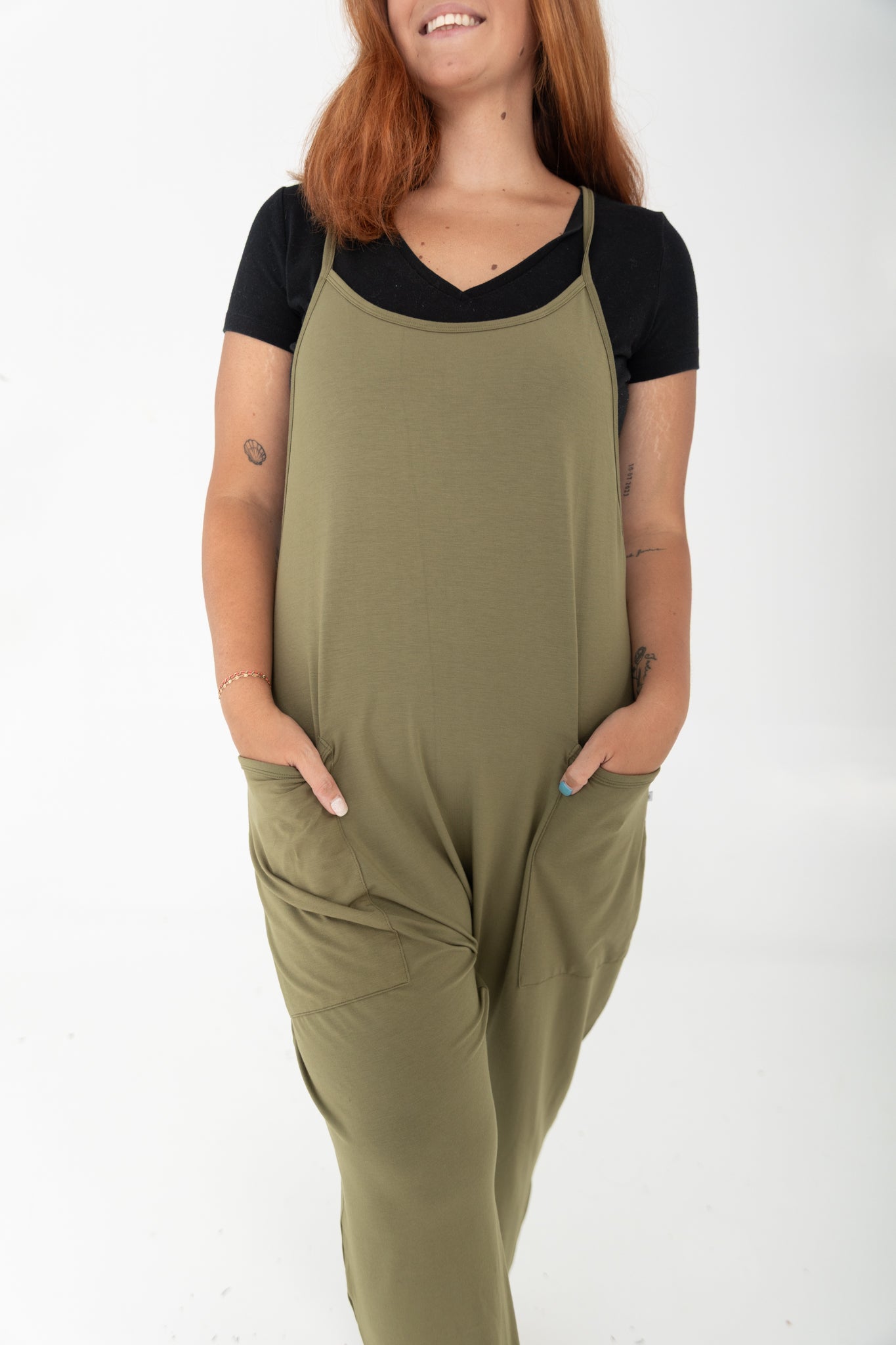 Adult Overalls - Olive - Ploom Collective - Tencel Modal