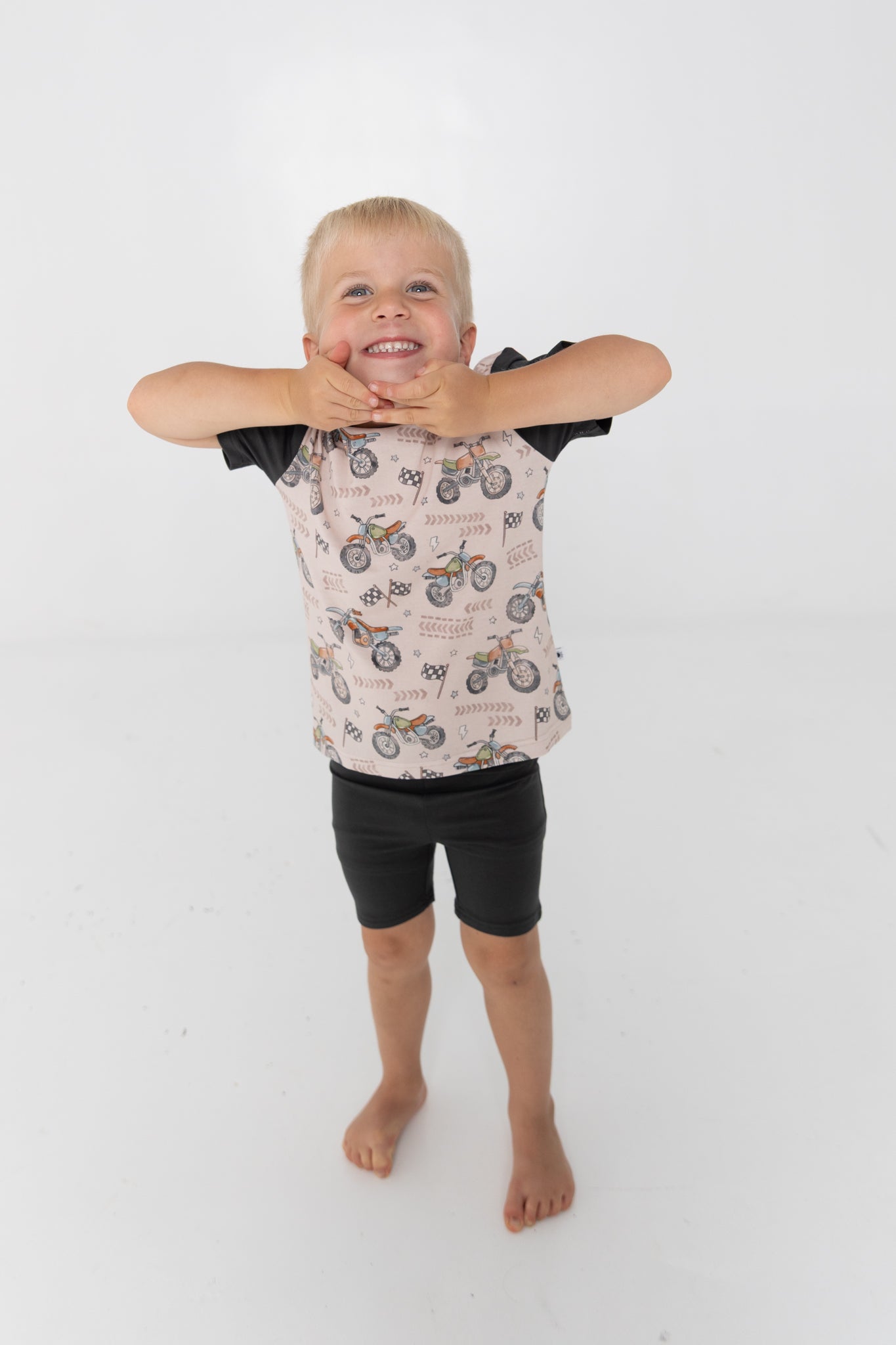 T-shirt + Biker Short Set - Dirt Bike - Tencel Modal