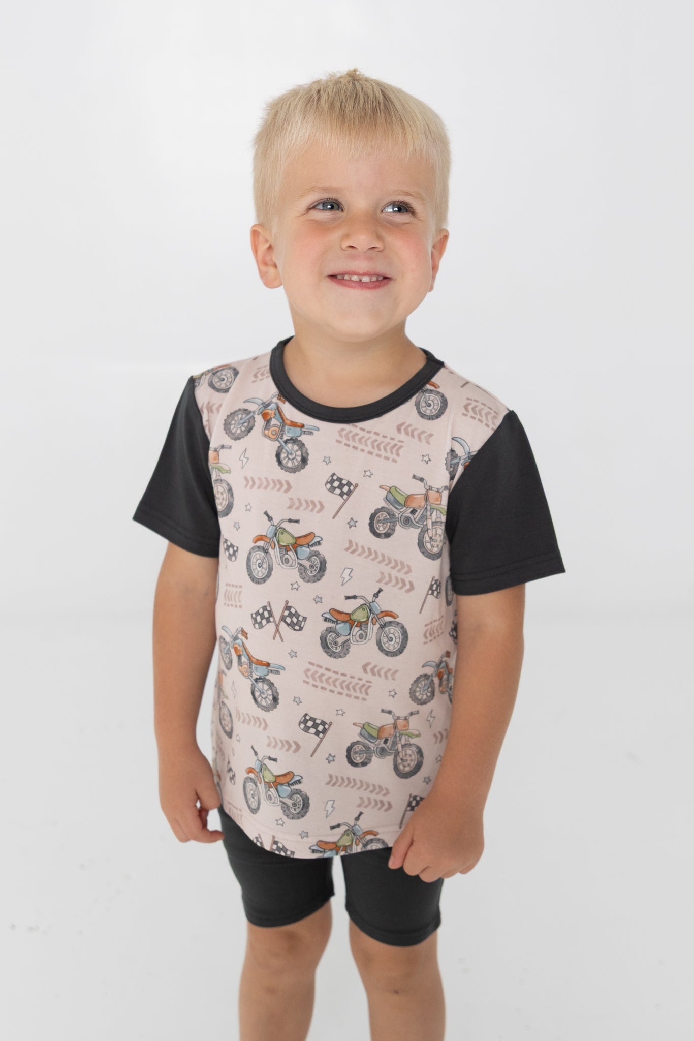 T-shirt + Biker Short Set - Dirt Bike - Tencel Modal