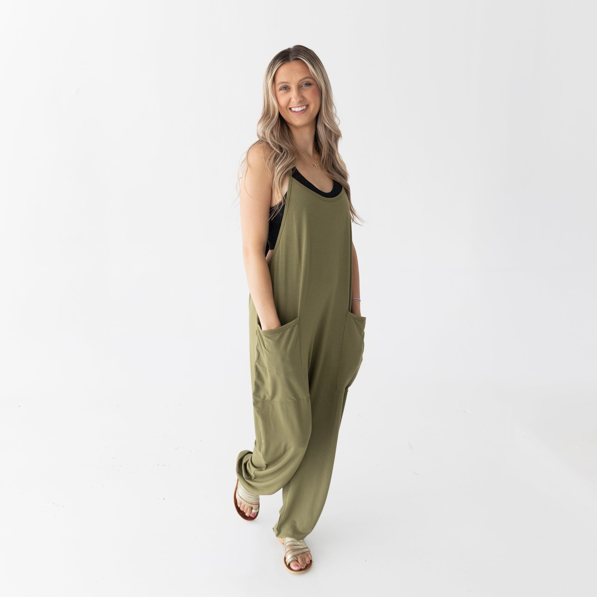 Adult Overalls - Olive - Ploom Collective - Tencel Modal