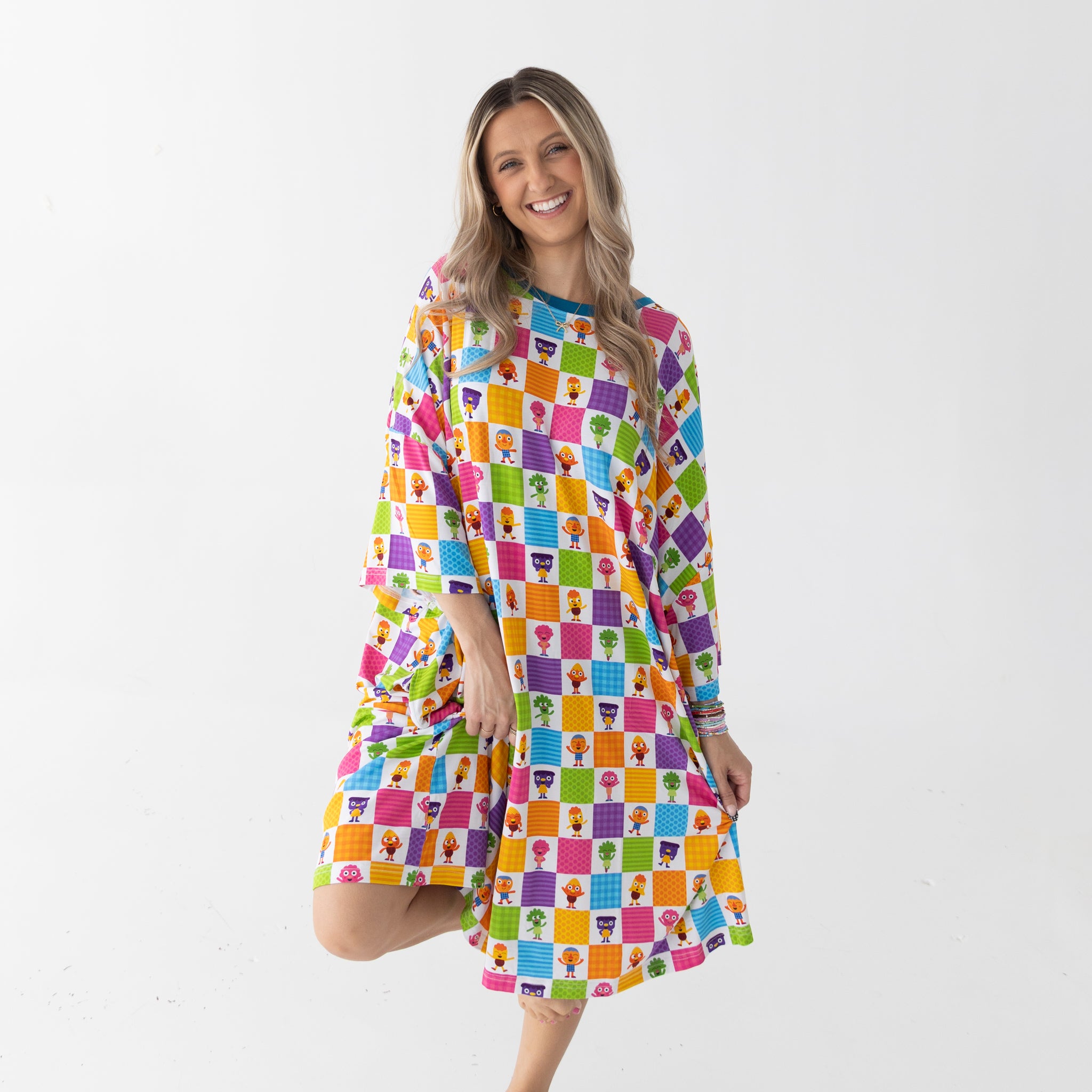 Adult Mega Sleep Tee - Super Simple™ Noodle & Pals - If You're Happy - Tencel Modal