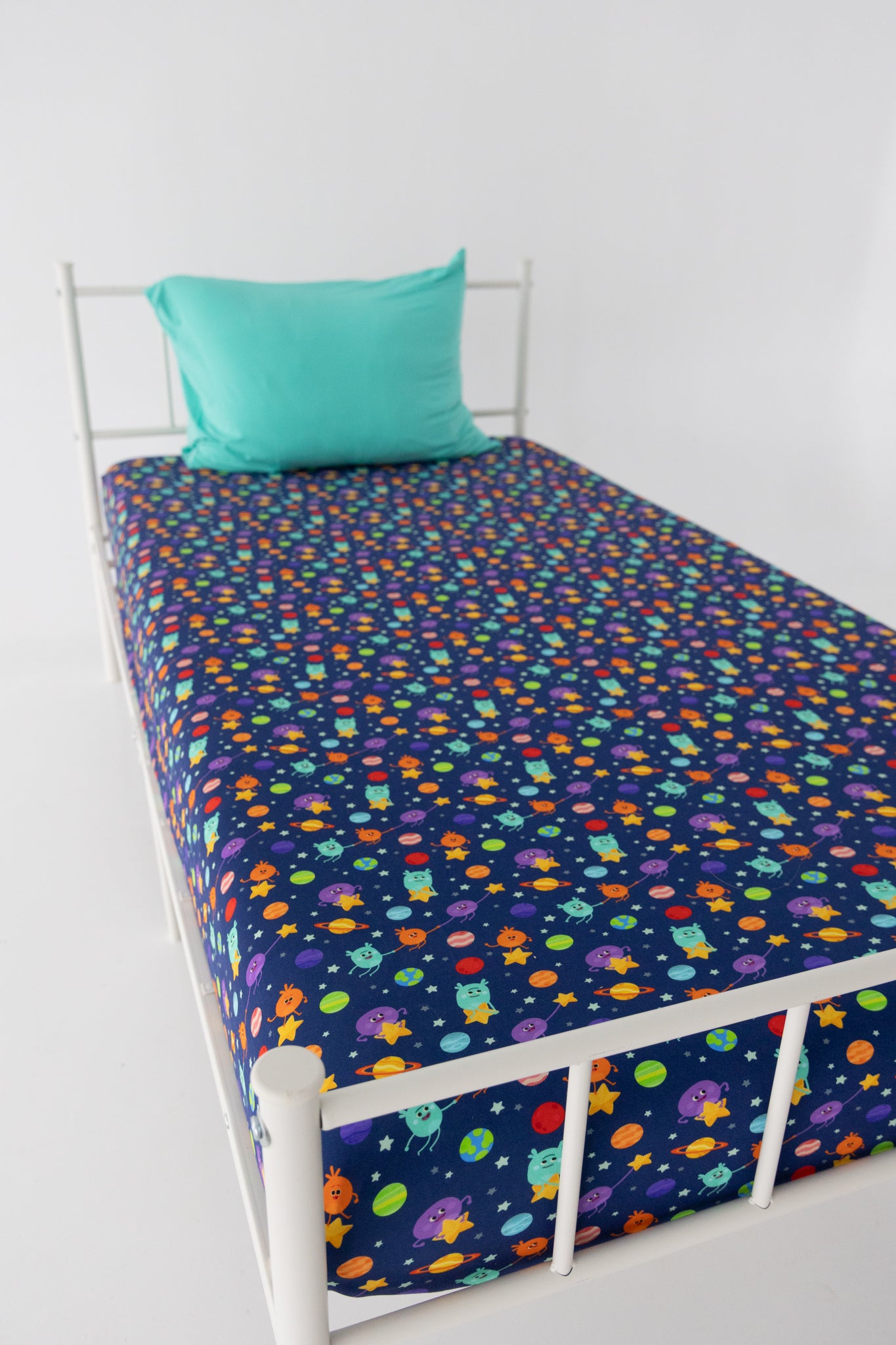 Twin Sheet with Pillow Case - Super Simple™ Bumble Nums in Space - Tencel Modal