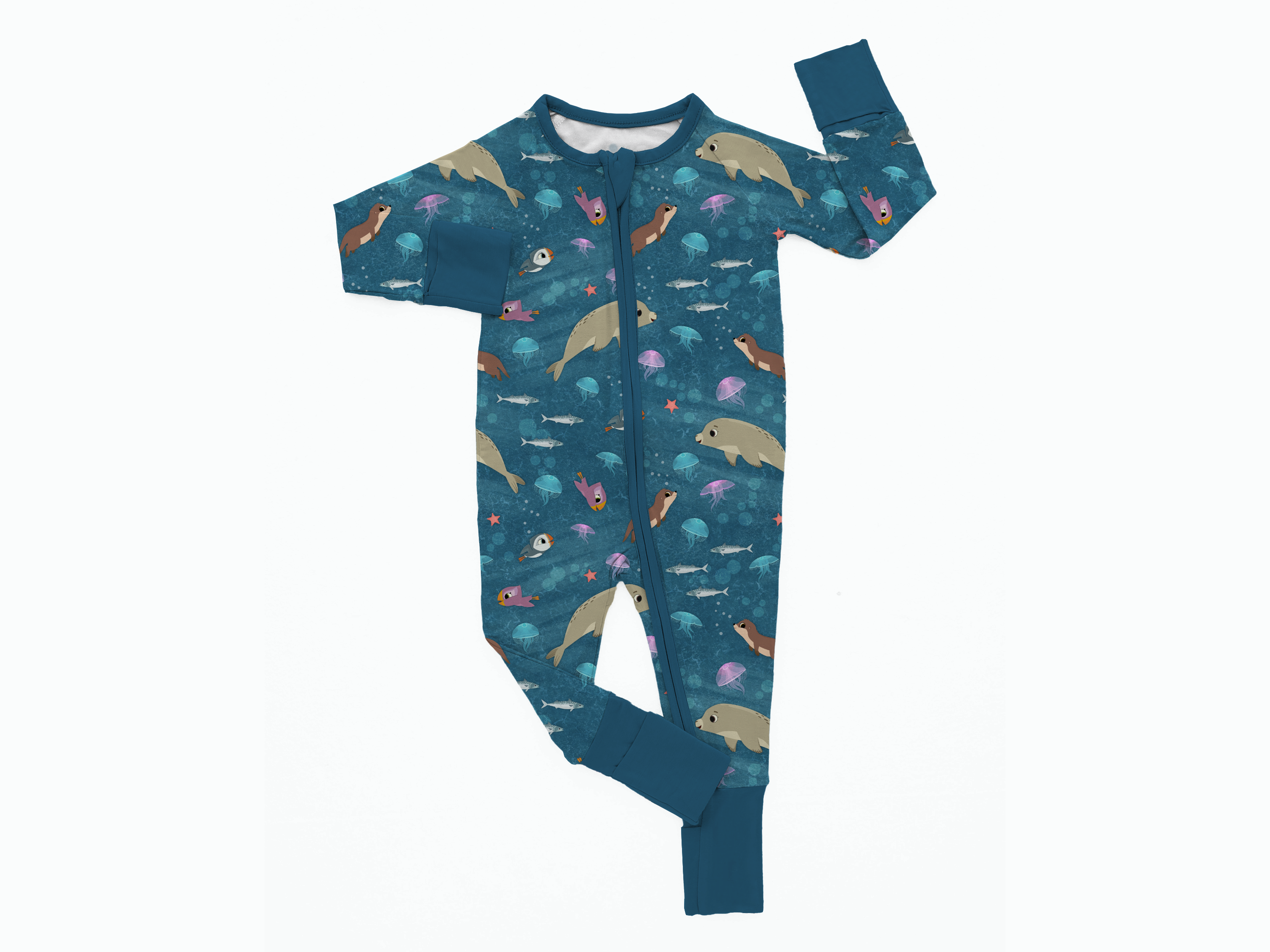 PREORDER - SHIPS DECEMBER - Flexi-Fit Zip PJ - Puffin Rock™  Silky's Sea Story - Tencel Modal